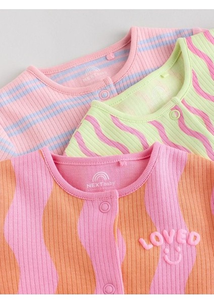 %100 Pamuklu Pembe Baskılı 3'lü Tulum Set fırsatları