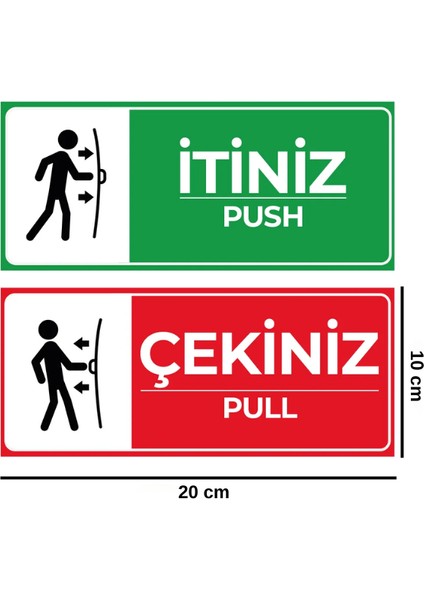 Itiniz Çekiniz Kapı Uyarı Etiketi Arkası Yapışkanlı Sticker 2 Adet