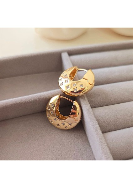 Yıldız Taşlı Oval Halka Çelik Küpe fiyatları