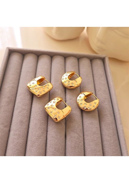 Yıldız Taşlı Oval Halka Çelik Küpe fırsatları