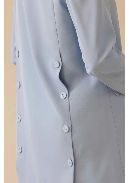Kadın Arka Düğme Detaylı Blazer Ceket - Mavi fırsatları