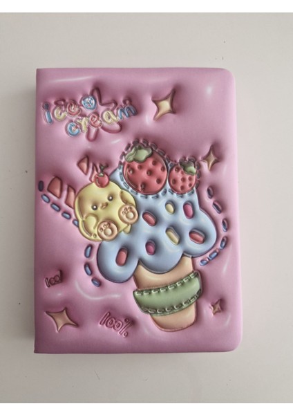 Ice Cream Boyutlu Puf Defter Pembe - 1 Adet