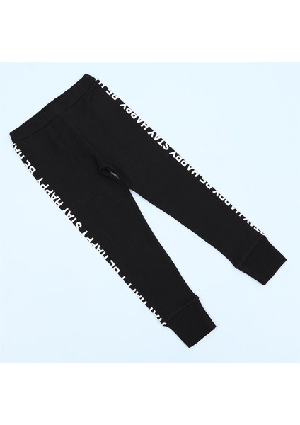 Kız Çocuk Şardonlu Kalın Tayt - 41405 - Siyah