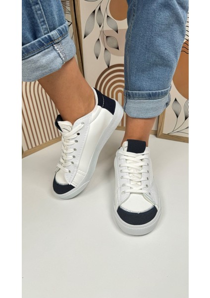 Günlük Kadın Sneaker Bağcıklı Tırtıklı Taban Süet Detaylı Yürüyüş Spor Ayakkabı 07