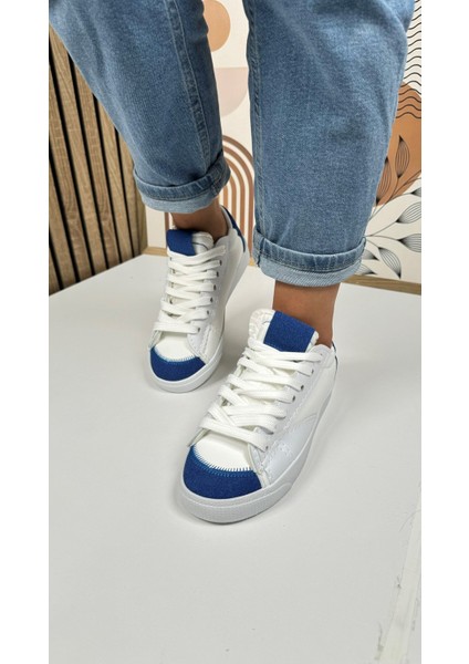 Günlük Kadın Sneaker Bağcıklı Tırtıklı Taban Süet Detaylı Yürüyüş Spor Ayakkabı 07