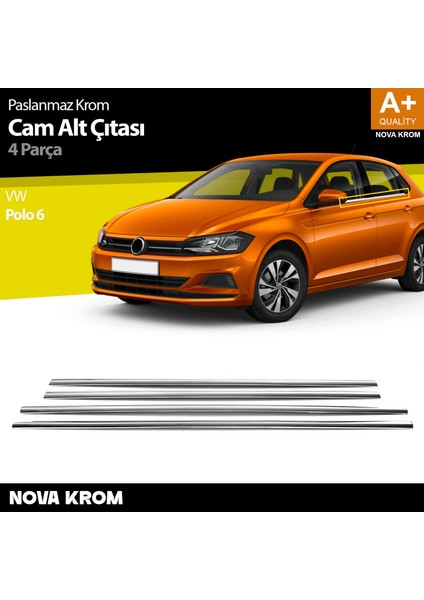 Vw Polo Mk6 Krom Cam Çıta 4 Prç. 2017-2021