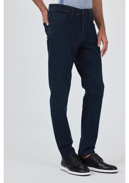 Koyu Lacivert Gabardin 5 Cep Düz Paça Casual Slim Fit Pamuklu Denim Pantolon 1023250154 modelleri