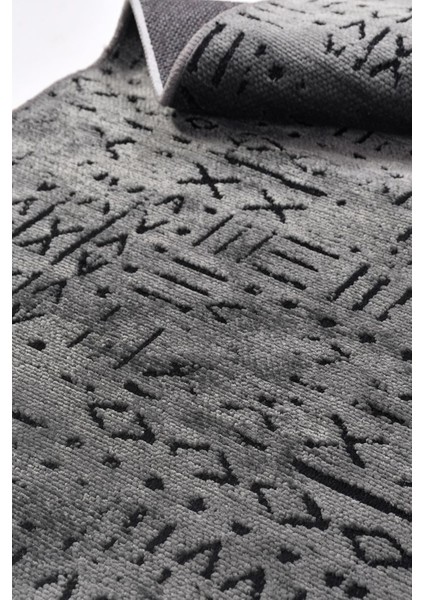 Venüs Antrasit Iskandinav Desenli Kaymaz Pamuk Kilim – Makinede Yıkanabilir, Modern ve Şık Tasarım Halı