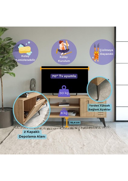 D3510 Karla Tv Sehpası 160 cm Sepet