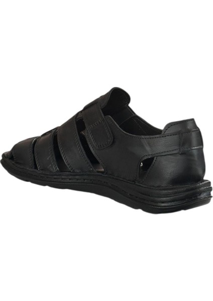 25Y Trv-8 Siyah Erkek Deri Sandalet modelleri