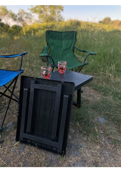 Portatif Plastik Katlanabilir Sehpa Kamp Piknik Masası Siyah