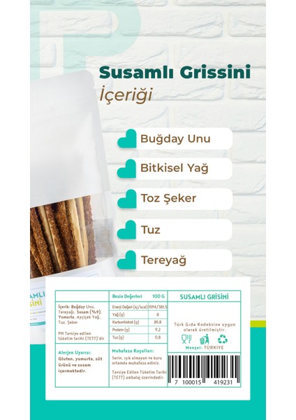 Susamlı Grissini 150 Gr
