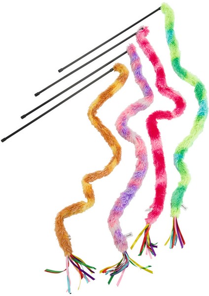 Kedi Oltası, Komple Tüylü PELUŞ-100CM, Kurdelalar Uc, Çeşitli Renklerde, 50CM Ynsmr