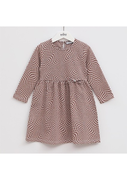 Kız Çocuk Şardonsuz Uzun Kol Ince Elbise - 42193 - Koyu Kahverengi