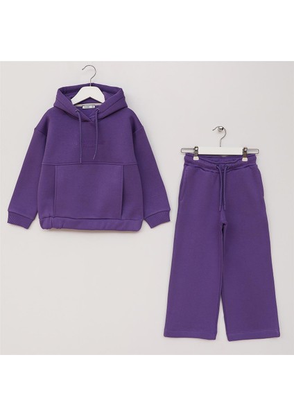 Kız Çocuk Uzun Kol Kalın Kışlık Alt - Üst Takım - (8 Yaş-13 Yaş) - 25116 - Mor