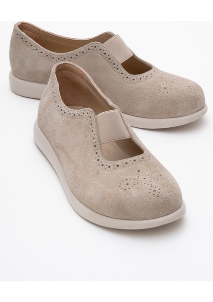 Chelle Beyaz Cilt Lastikli Deri Kadın Günlük Ayakkabı