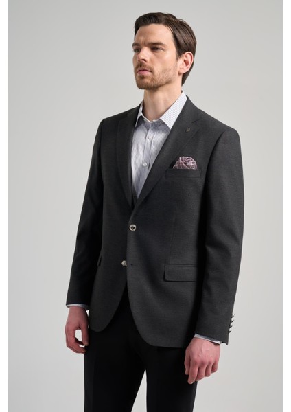 Düz Bez Ayağı Mono Yaka Tam Astar Esnek 6 Drop Comfort Fit Ceket 1002245902