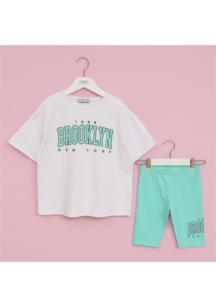 Kız Çocuk Kısa Kol Alt - Üst Takım - 25089 - Mint Yeşili
