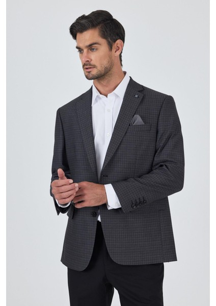 Koyu Antrasit Mono Yaka Bez Ayağı Tam Astar Esnek 4 Drop Comfort Fit Classic Ceket 1002250157 modelleri