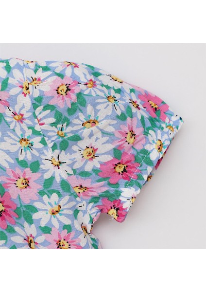 Kız Çocuk Kısa Kol Elbise - 42399 - Mavi modelleri