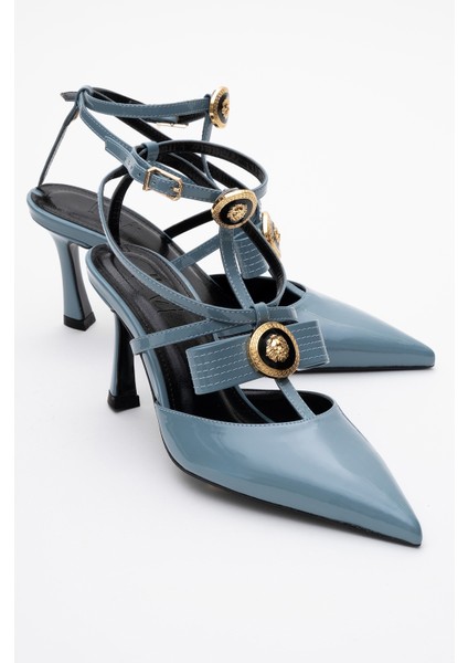 Peal Mavi Rugan Kadın Topuklu Ayakkabı