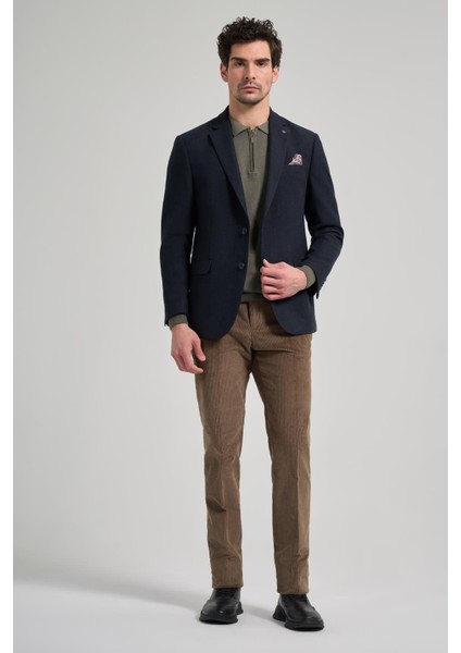 Koyu Lacivert Kendinden Çizgili Desen 4 Drop Comfort Fit Casual Esnek Ceket 1002245168 fiyatları