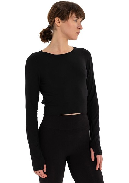 Sırtı Üçgen Detay Parmak Geçmeli Modal T-Shirt modelleri