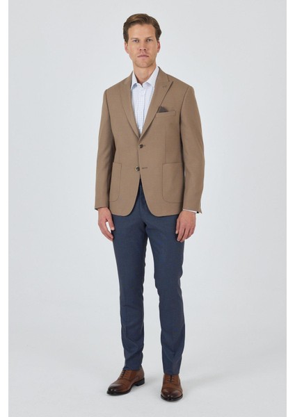 Koyu Bej Kılıç Yaka Esnek 6 Drop Slim Fit Classic Ceket 1002250124 fiyatları