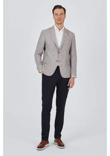 Kazayağı Desen Bez Ayağı Mono Yaka Yarım Astar Keten Karışımlı 6 Drop Slim Fit Ceket 1002250102 fiyatları