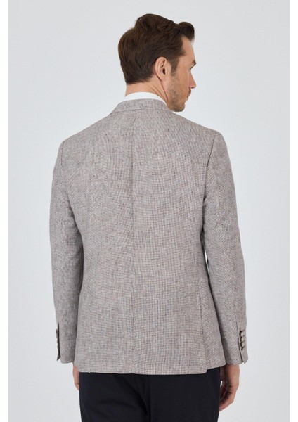 Kazayağı Desen Bez Ayağı Mono Yaka Yarım Astar Keten Karışımlı 6 Drop Slim Fit Ceket 1002250102 indirimleri