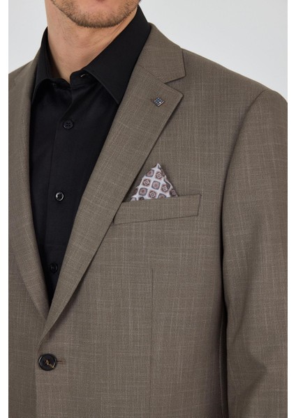 Koyu Vizon Mono Yaka Bez Ayağı Tam Astar Esnek 4 Drop Comfort Fit Classic Ceket 1002250155