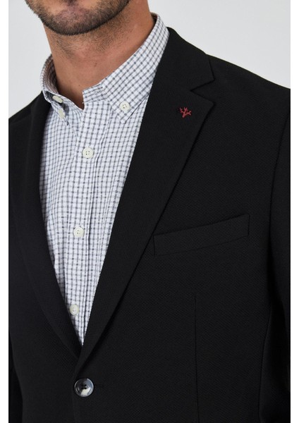 Siyah Mono Yaka Düz 2 Düğme Casual Esnek Slim Fit Ceket 1002250123 fırsatları