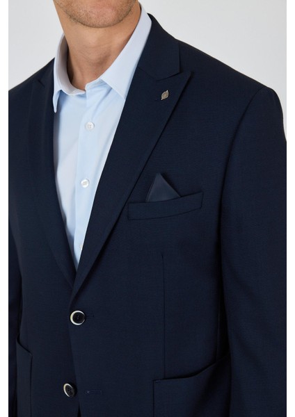 Lacivert Kılıç Yaka Esnek 6 Drop Slim Fit Classic Ceket 1002250124 modelleri