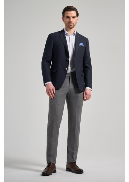Düz Bez Ayağı Mono Yaka Tam Astar Esnek 6 Drop Slim Fit Ceket 1002245903