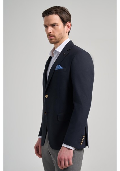 Düz Bez Ayağı Mono Yaka Tam Astar Esnek 6 Drop Slim Fit Ceket 1002245903