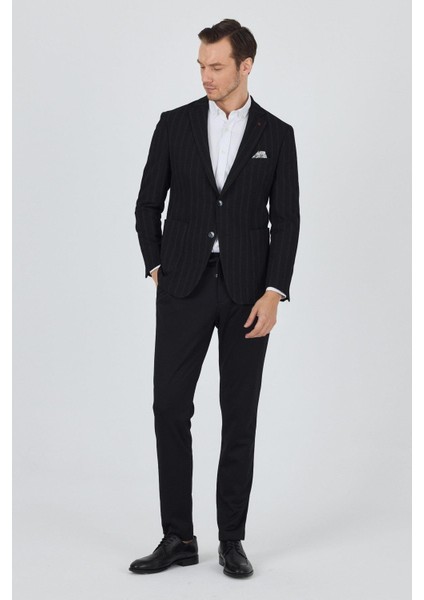 Siyah Mono Yaka Gofreli Esnek 6 Drop Slim Fit Casual Ceket 1002250126 fiyatları