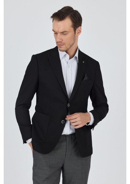 Siyah Kılıç Yaka Esnek 6 Drop Slim Fit Classic Ceket 1002250124 fiyatları