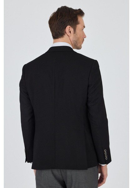 Siyah Kılıç Yaka Esnek 6 Drop Slim Fit Classic Ceket 1002250124 indirimleri