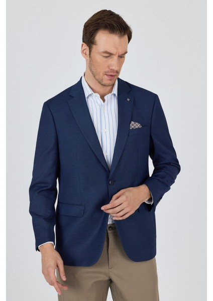 Lacivert Mono Yaka Armürlü Tam Astar Esnek 4 Drop Comfort Fit Classic Ceket 1002250152 modelleri