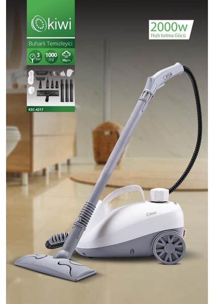 KSC-4217 Çok Fonksiyonlu Buharlı Temizleyici - 12 Parça Aksesuarlı Buharlı Temizlik Makinesi