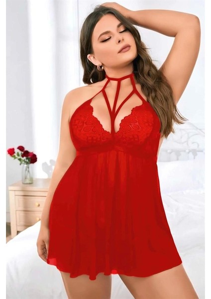 Kadın Büyük Beden Gecelik Kırmızı B2027 modelleri