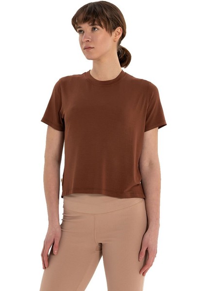 Modal Bisiklet Yaka Basic Yoga T-Shirt