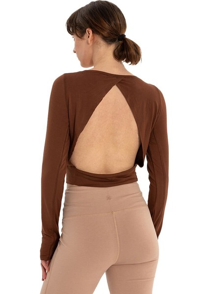 Sırtı Üçgen Detay Parmak Geçmeli Modal T-Shirt