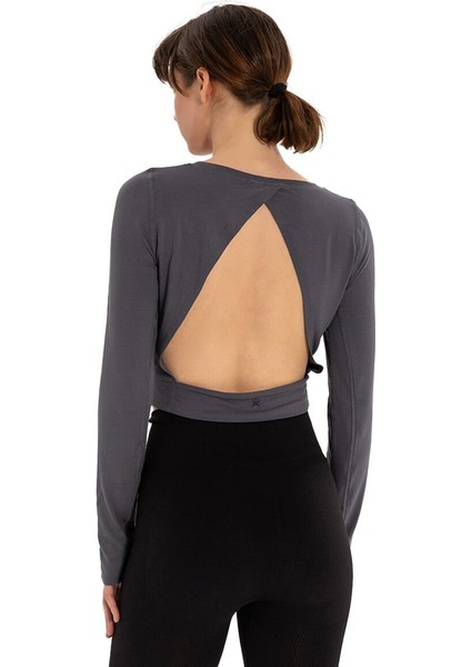 Sırtı Üçgen Detay Parmak Geçmeli Modal T-Shirt