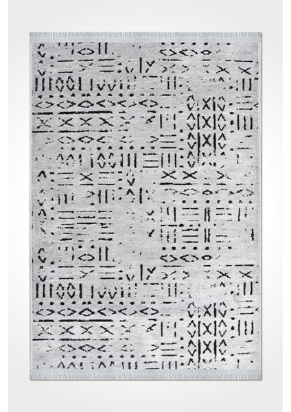 Venüs Gri Iskandinav Desenli Kaymaz Pamuk Kilim – Makinede Yıkanabilir, Modern ve Dayanıklı Tasarım Halı