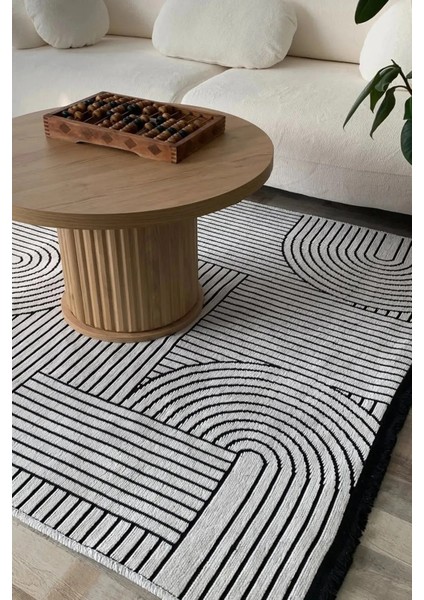Akça Modern Tasarım Yıkanabilir Dokuma Kaymaz Taban Halı Yolluk Kilim Beyaz fiyatları