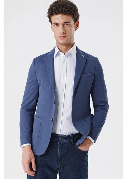 Indigo Mavi Slim Fit Kılıç Yaka Ceket 30158320 modelleri
