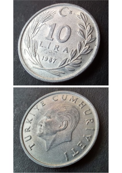 399636817D6DAE55AE 1987 10LIRA Çil Eski Madeni Para