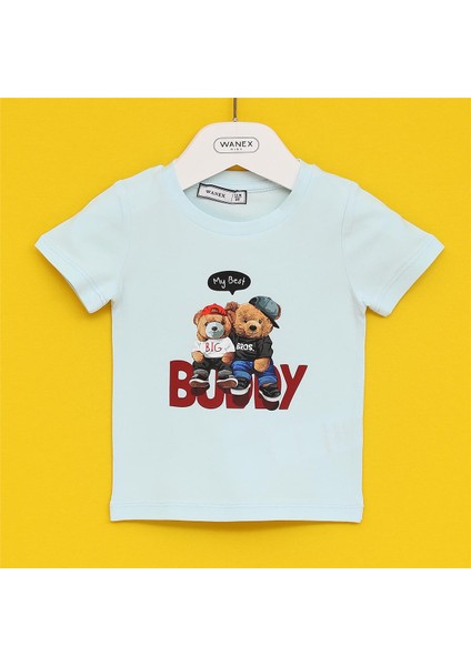 Erkek Çocuk O Yaka Kısa Kol Yazlık Tişört - (12 Aylık-5 Yaş) - 16475 - Mint Yeşili