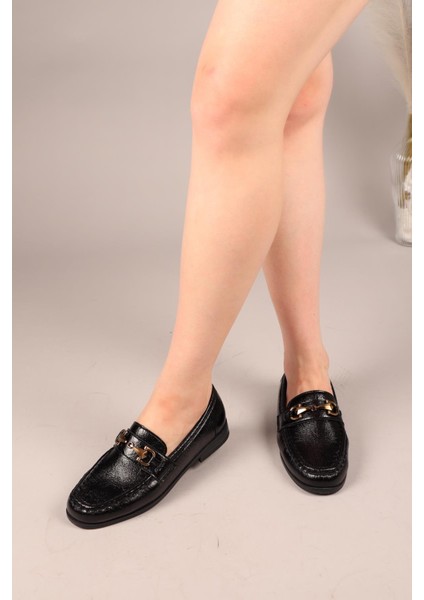 Jive Eskitme Tokalı Loafer Siyah